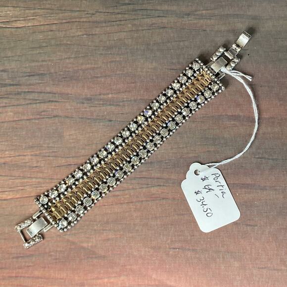 0052 NWT Stella & Dot Portia Bracelet w/Rhinestones Neoclassical Mid-Century - Picture 2 of 7